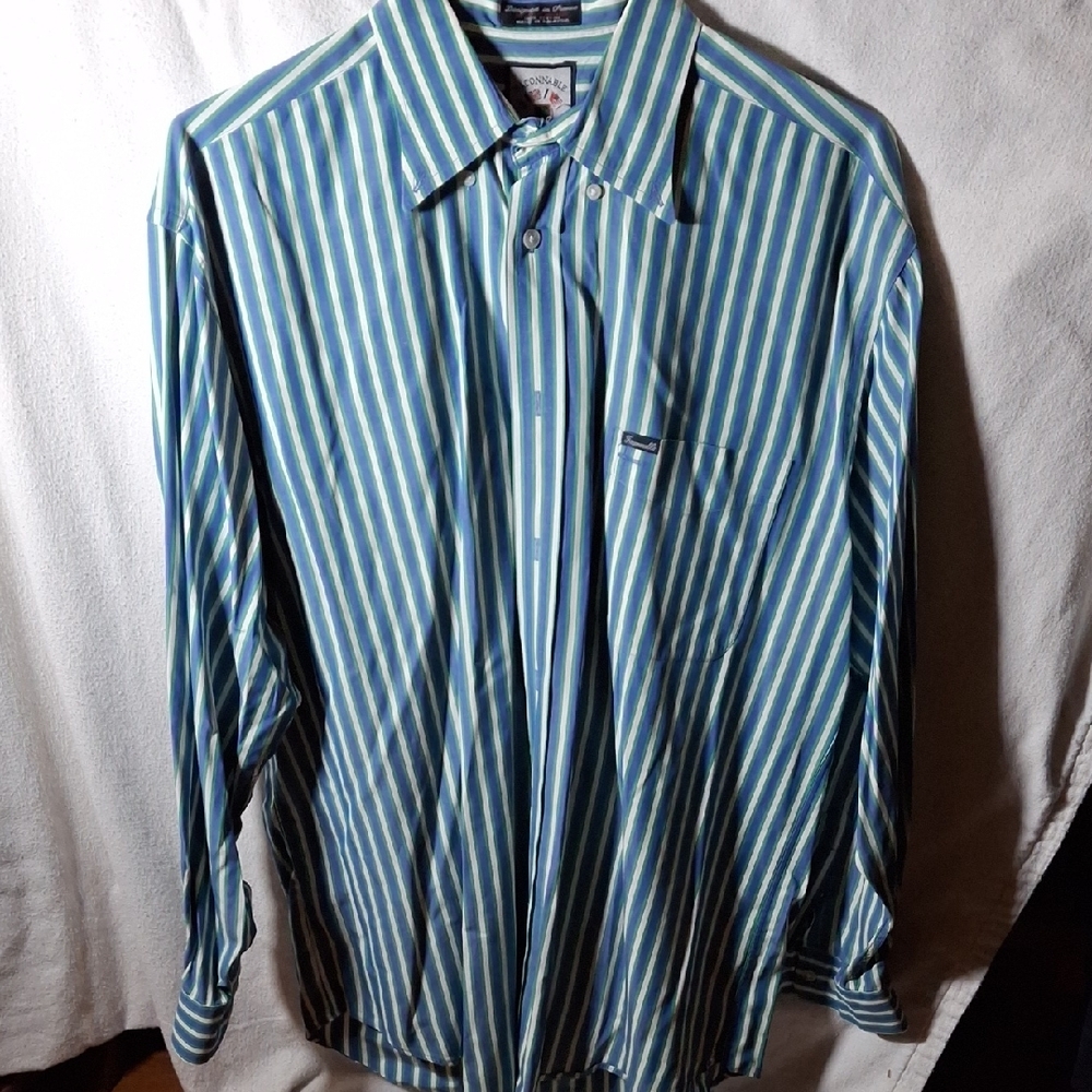 Faconnable Blue and White Striped Shirt (Can159)